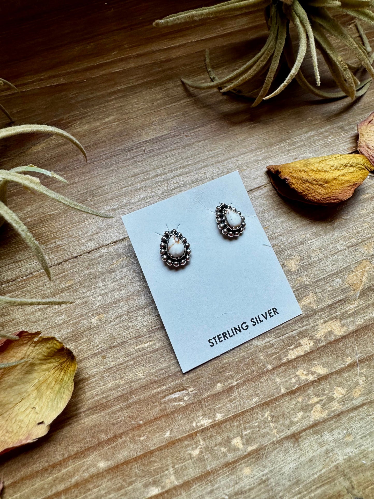 Wild Horse Teardrop Stud Earrings – Sterling Silver, Small