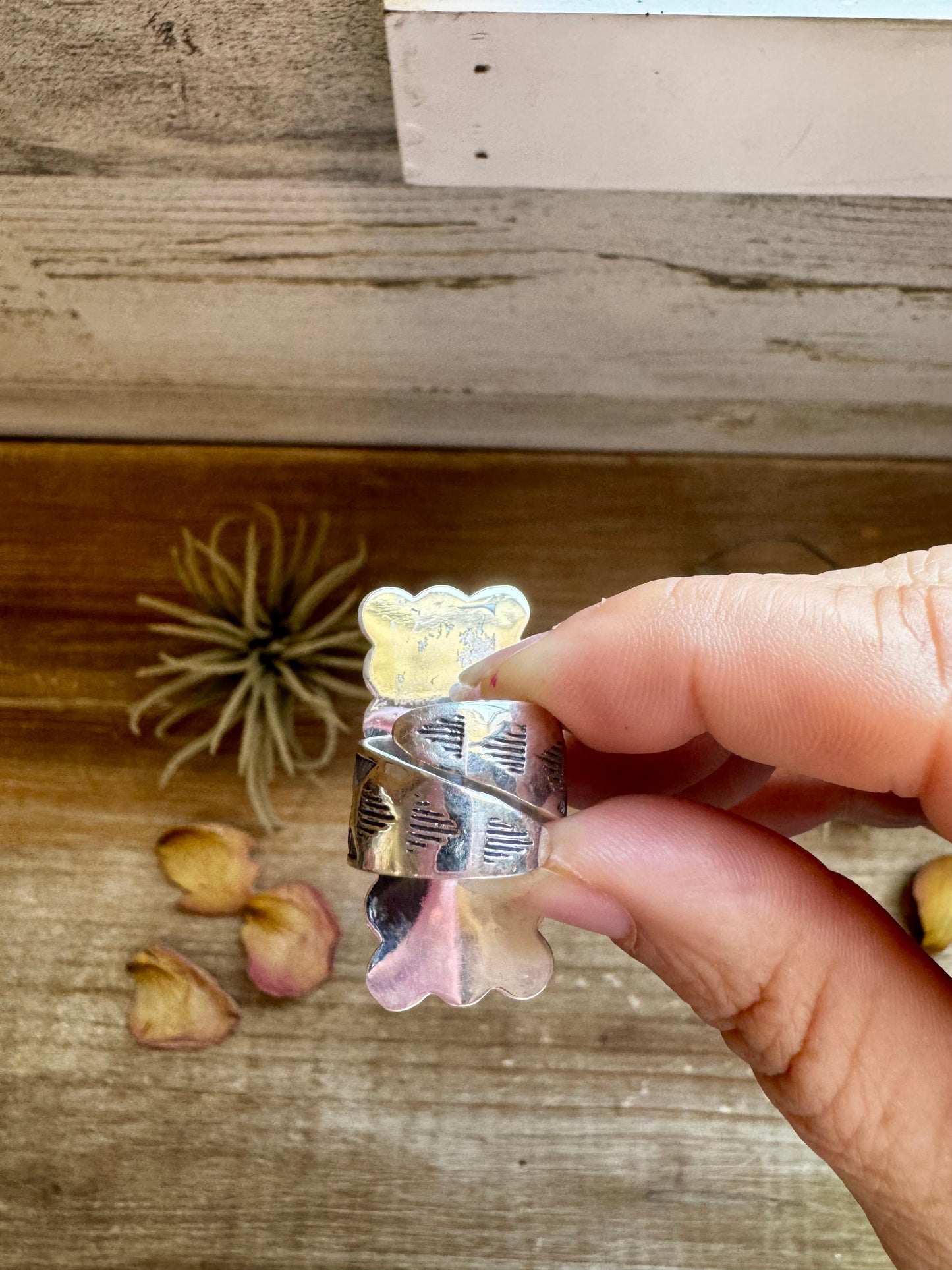 Adjustable Black Onyx Ring – Rectangle Shape – Sterling Silver