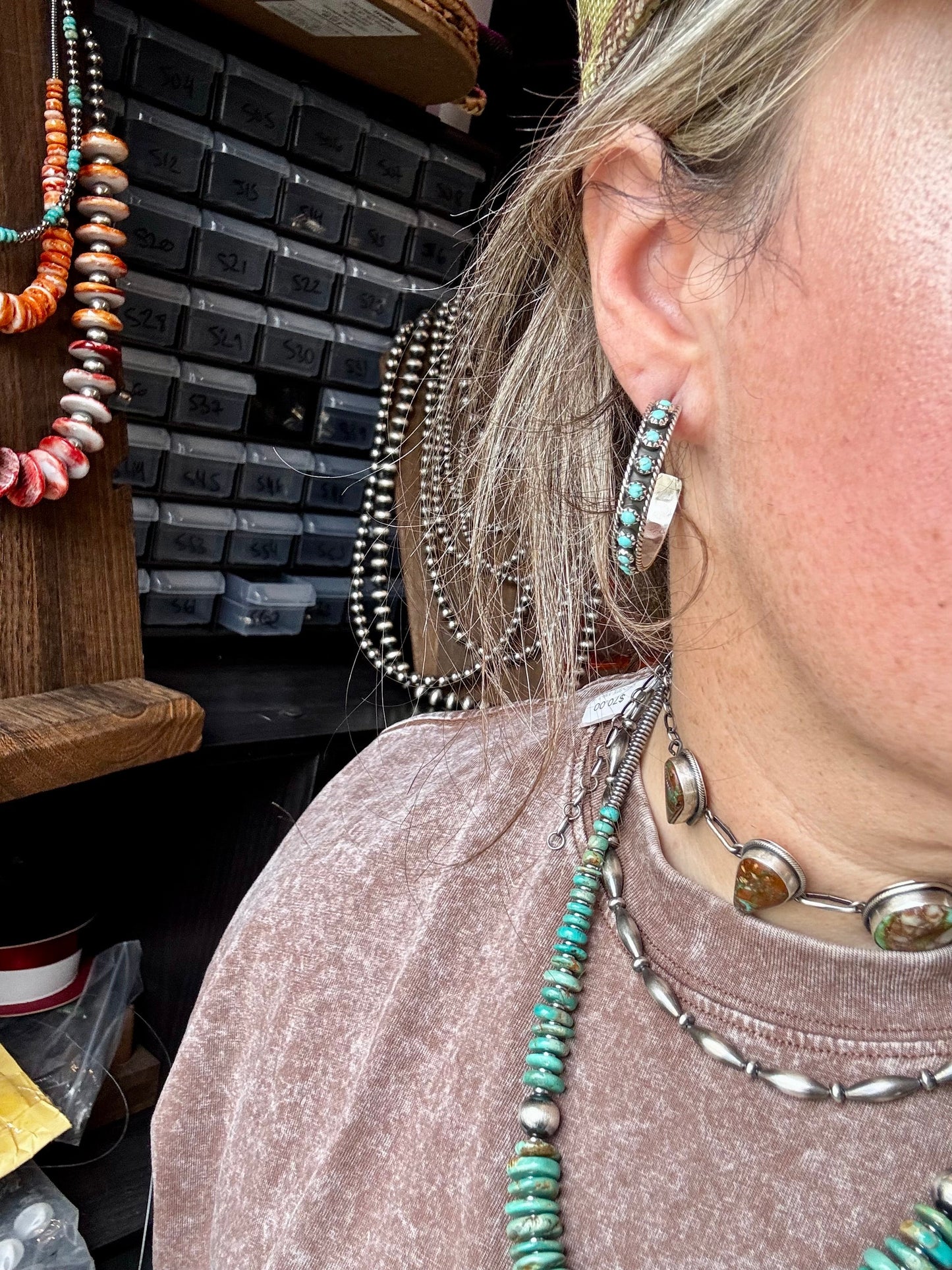 Snake Eye Hoop Earrings – Kingman Turquoise & Sterling Silver