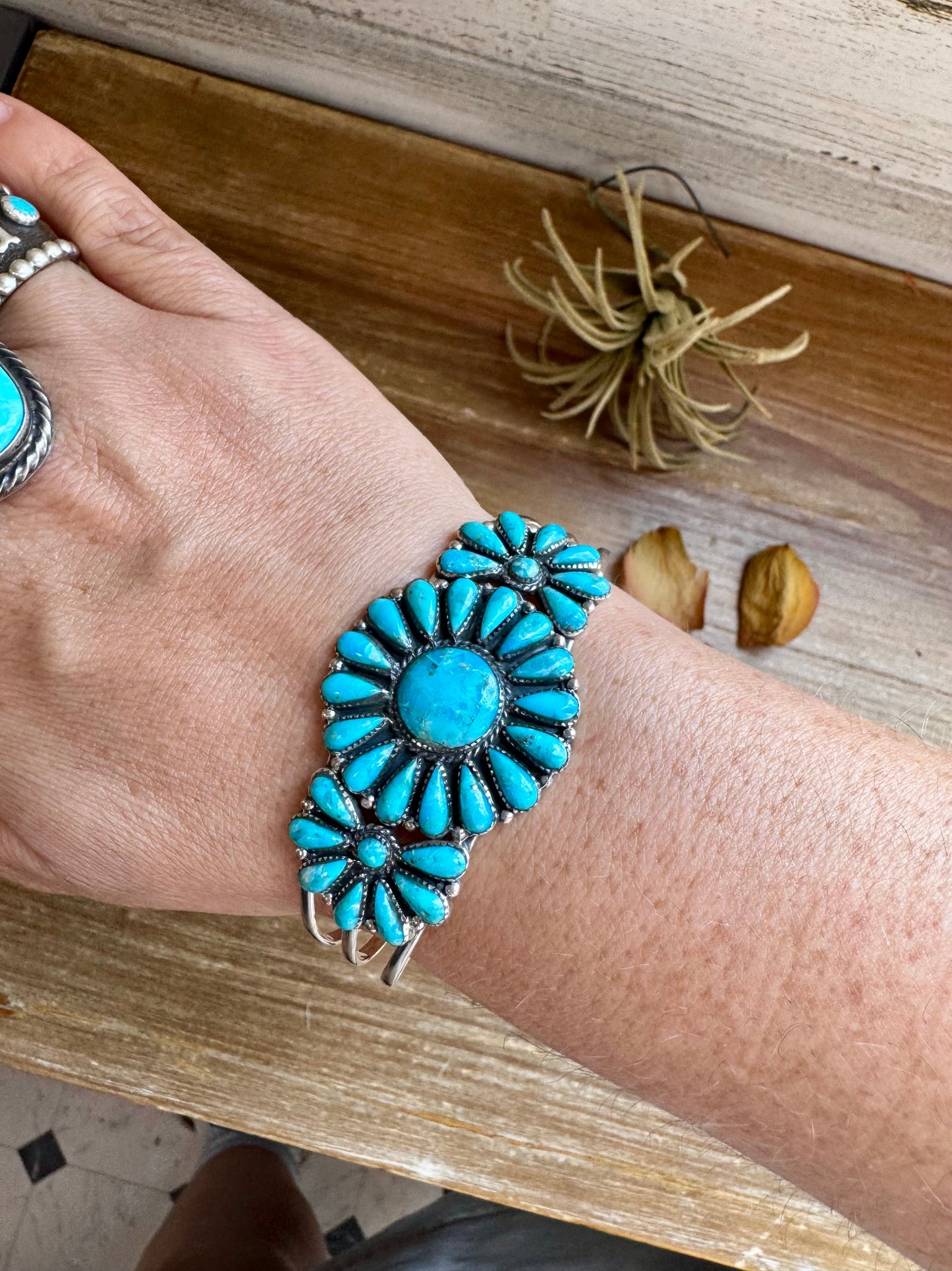 Large Turquoise Cuff – Sterling Silver – Kingman Turquoise