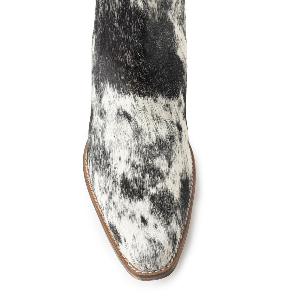 Myra Reyna Ridge Hairon Leather Booties – Teal Handtooled Detail, Square Toe, Country Cowgirl Style