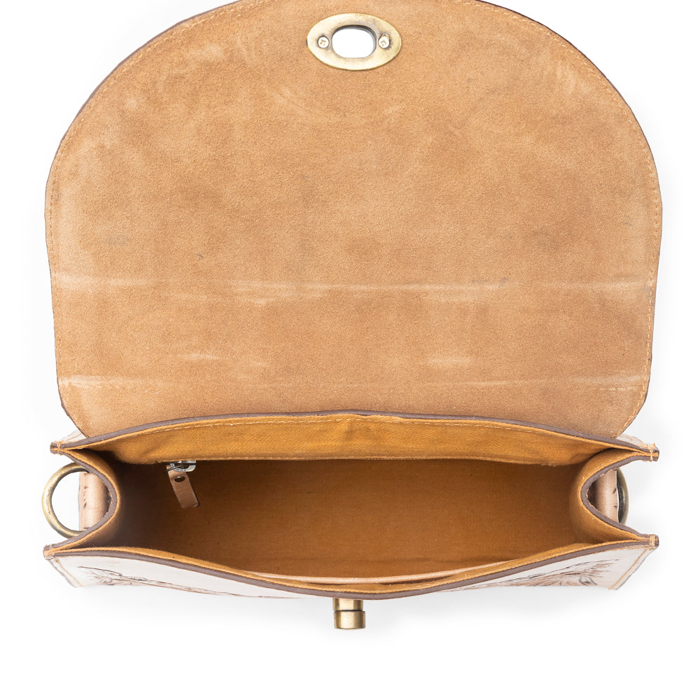 Savannah Scroll Handtooled Leather Bag in Brown