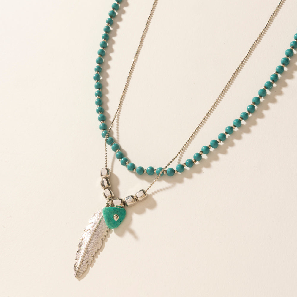Myra Feathered Sage Necklace in Range Blue