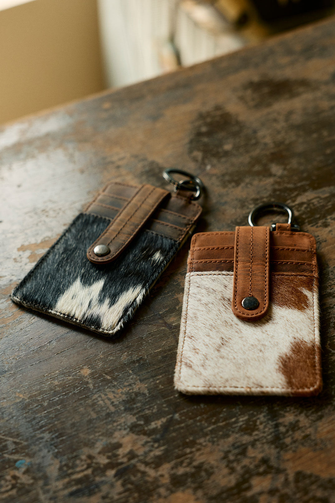 Myra Roper Card Holder for Women in brown with hair-on detail