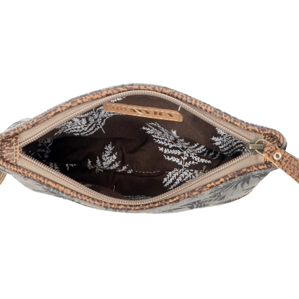 Myra Fernfield Vintage Wristlet for Women in olive with leather detail