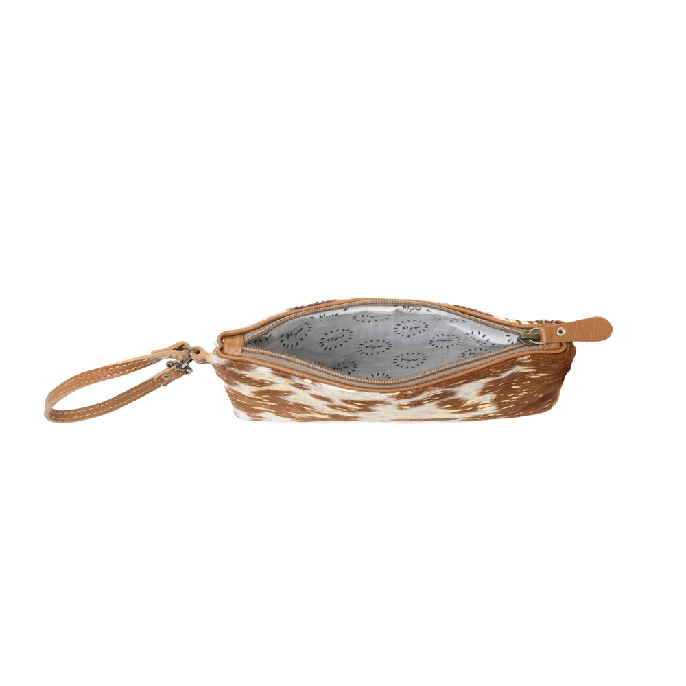 Myra Stardust Pony Western Pouch for Women in brown with foil hairon detail
