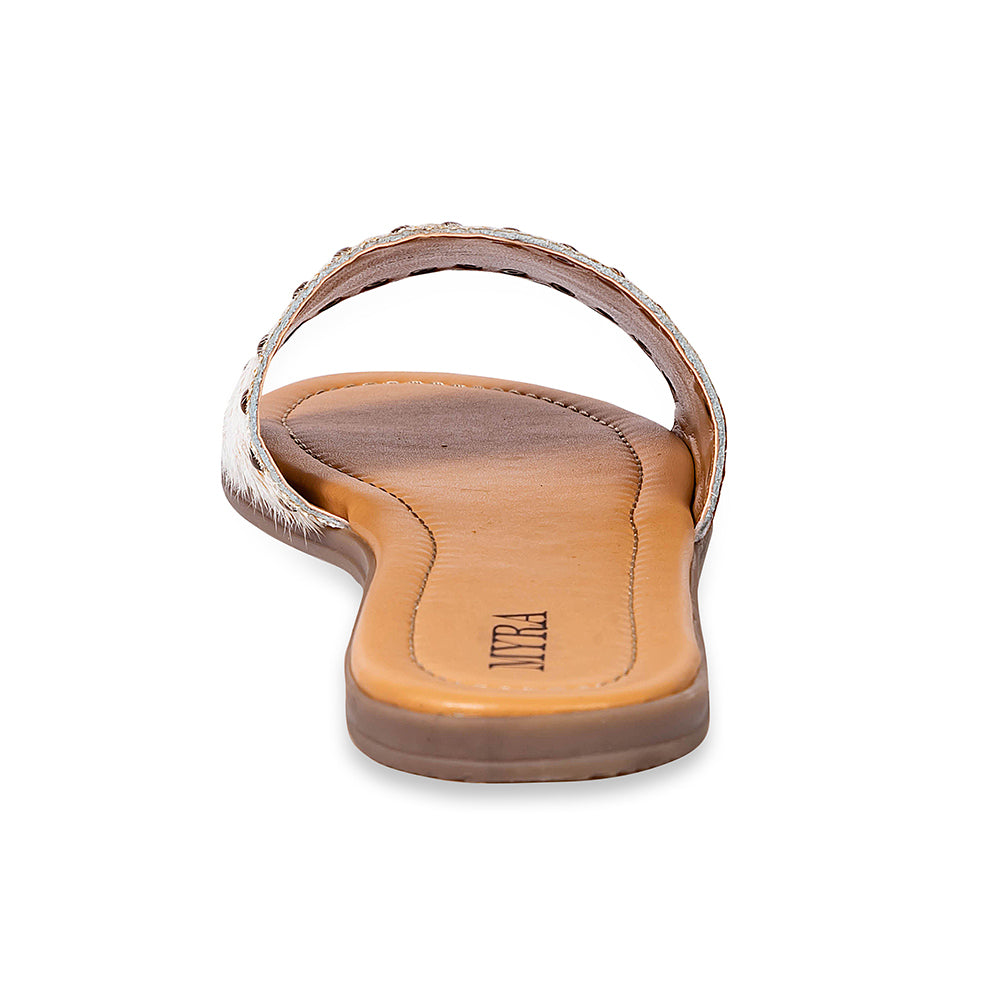 Myra Lettie Ridge Light Hair-On Leather Flip Flops for Women - Western Slide Sandals with Soft Sole for Casual Comfort