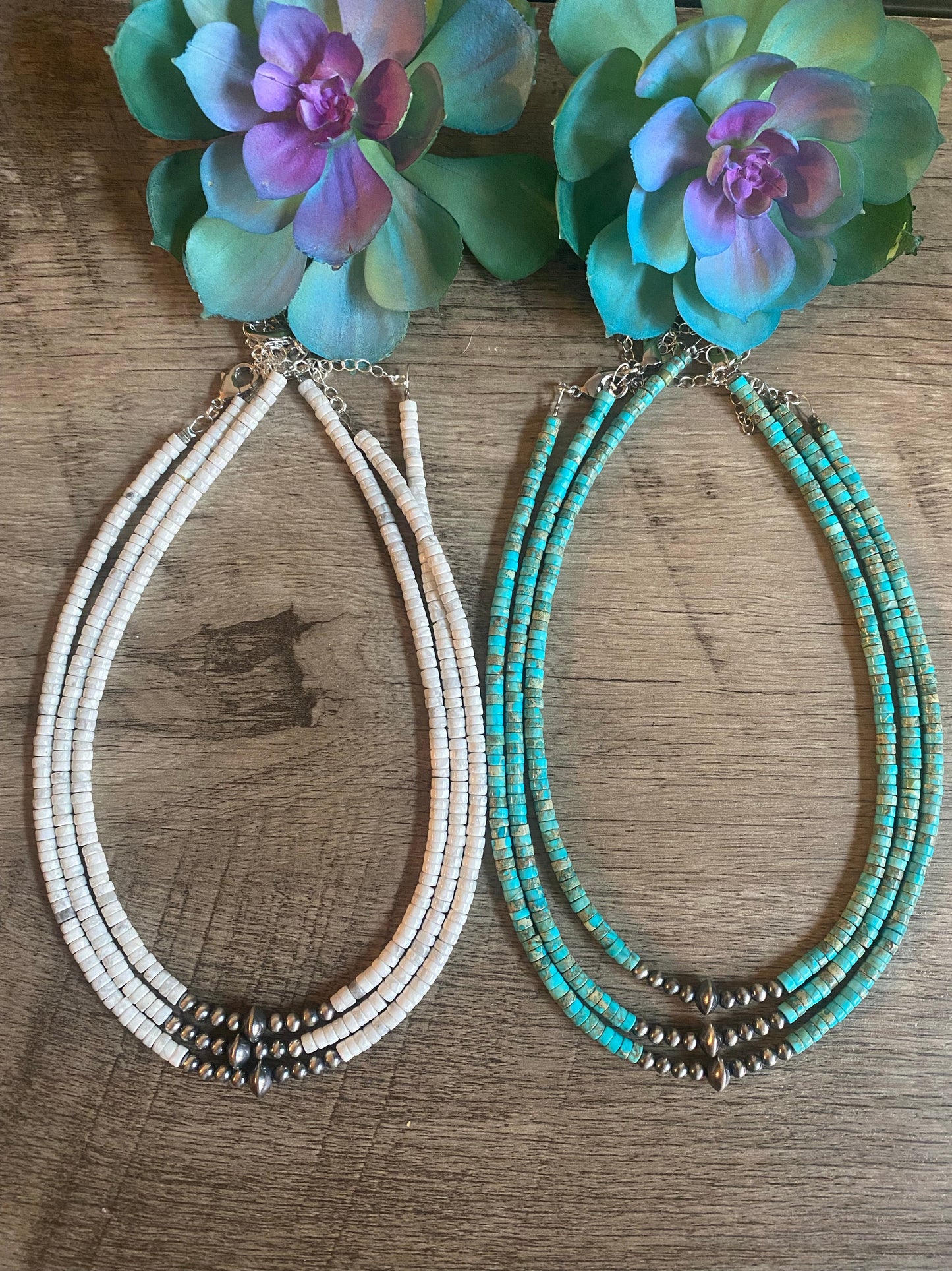 White choker and Sterling silver pearls