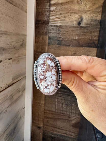 Adjustable Ring – Wild Horse Stone – Sterling Silver – Ned Nez Navajo Handmade