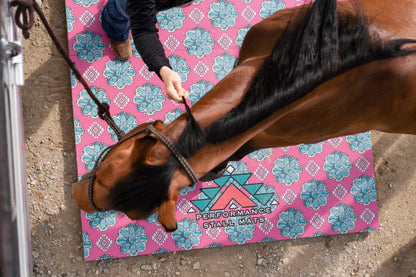 Portable Stall Mat Pink Squash Blossom Design 5x10