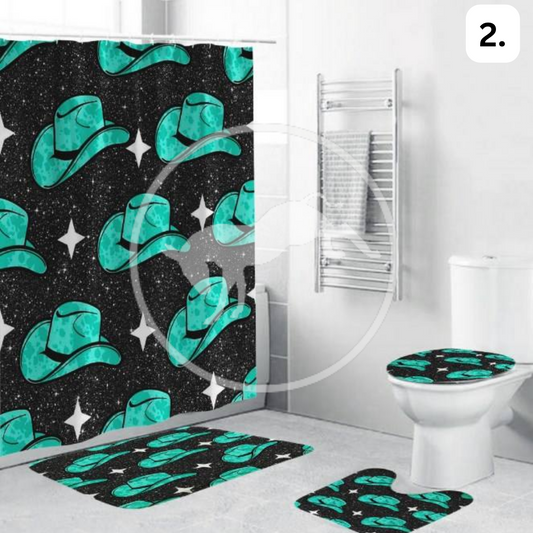 Teal Cowboy Hats Bath Set