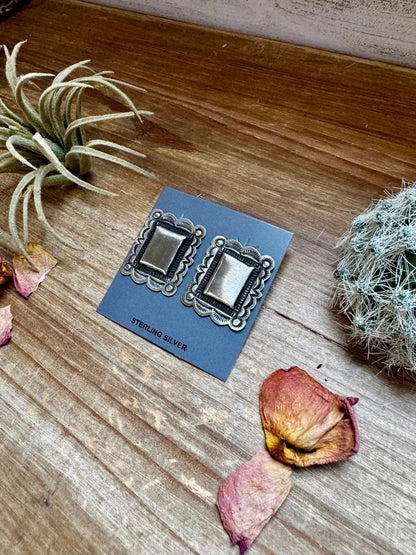 Bigger Square Sterling silver stud earrings