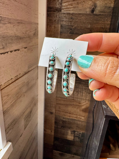 Snake Eye Hoop Earrings – Kingman Turquoise & Sterling Silver