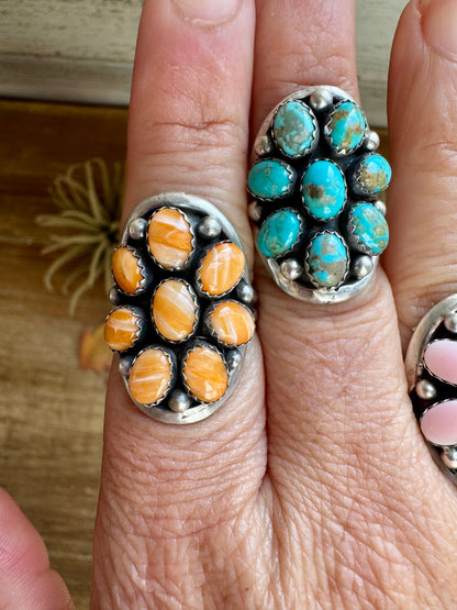 Stamp Yazzie Ring – Pick Your Color: Turquoise, Pink Conch, or Spiny Oyster size 7