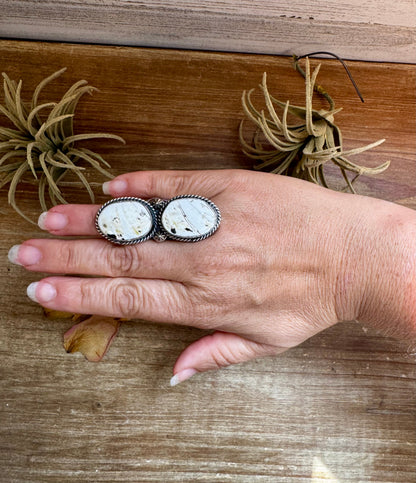 White Buffalo Adjustable Ring – Two-Stone