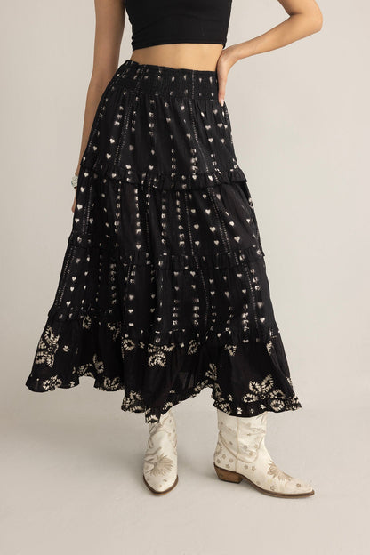 Clover Noir Cotton Skirt Ink Black