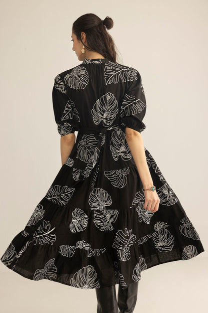 Botanica Moon Maxi Dress in Shadow Black