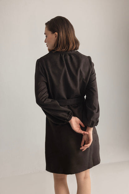 Raven March Shirt Dress in Metal Black