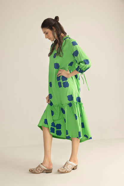 Abstract Eden Long Dress in Neon Ink