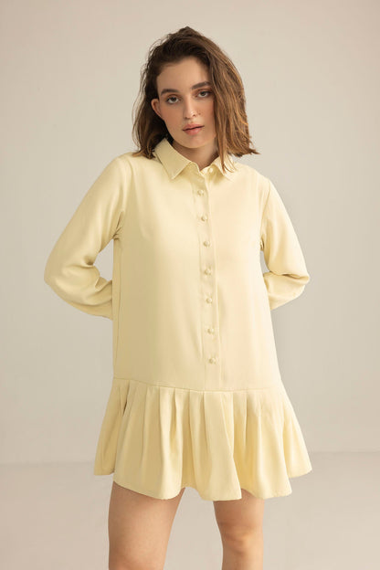 Blush Hour Pleated Mini Dress in Chino Green