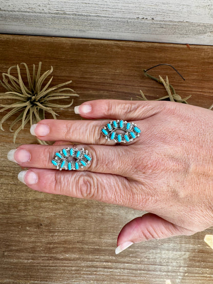 Small Cluster Ring – Kingman Turquoise, USA Made - size 6.5