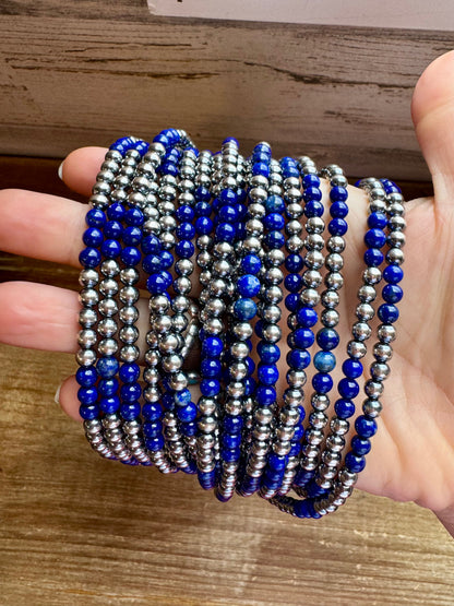 18-Inch Lapis & Sterling Silver Pearl Necklace