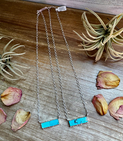 20-InchSterling Silver & Kingman Bar Turquoise Necklace –