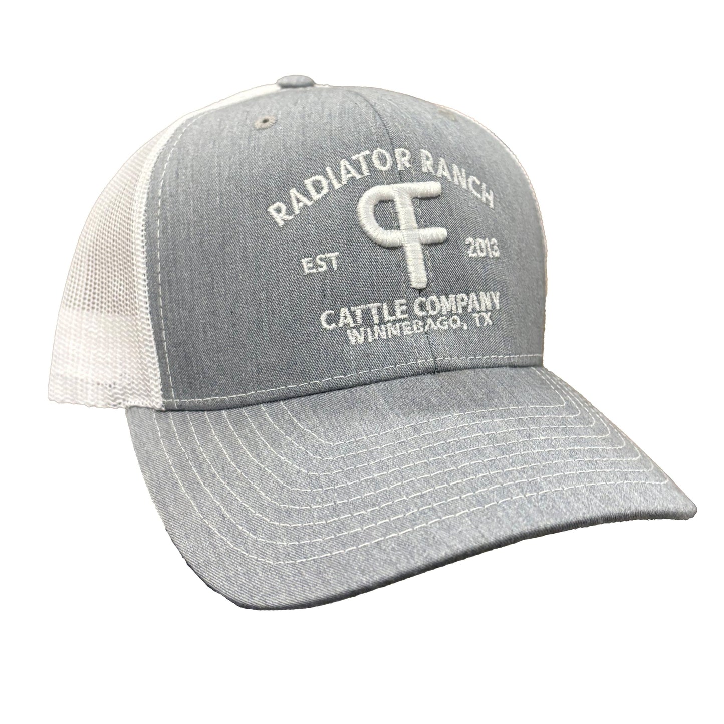 PF Brand Precurved Grey & White Meshback