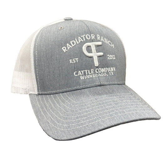 PF Brand Precurved Grey & White Meshback