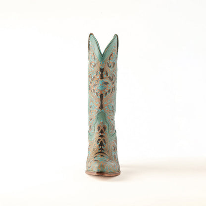 Myra Kasiopeah Cowgirl Leather Boots - Turquoise Western Boots for Women with Pointed Toe Heel