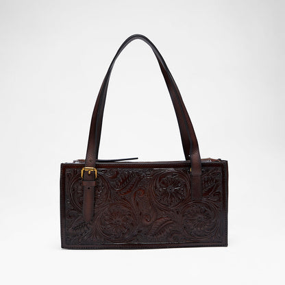 Loyal West MIVVA HANDTOOLED MINI BAG - BRUNETTE LEATHER