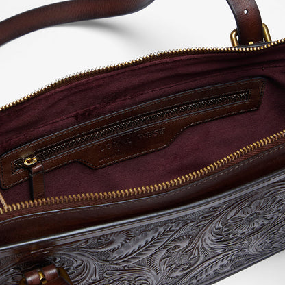 Loyal West MIVVA HANDTOOLED MINI BAG - BRUNETTE LEATHER