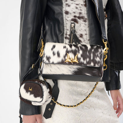 Loyal West SAVI MINI BAG IN BLACK & WHITE COWHIDE