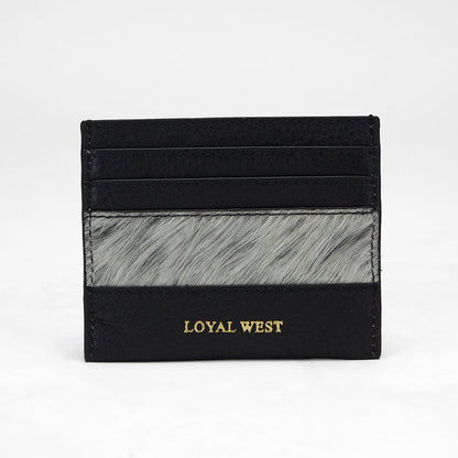 Loyal West SHELL CARD HOLDER IN BLACK & WHITE COWHIDE