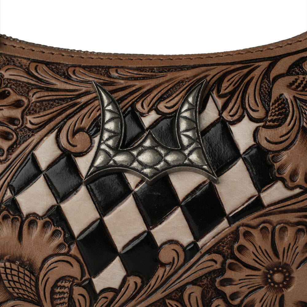 HANDTOOLED DANNIA MEDIUM PURSE CHECKERED EDITION