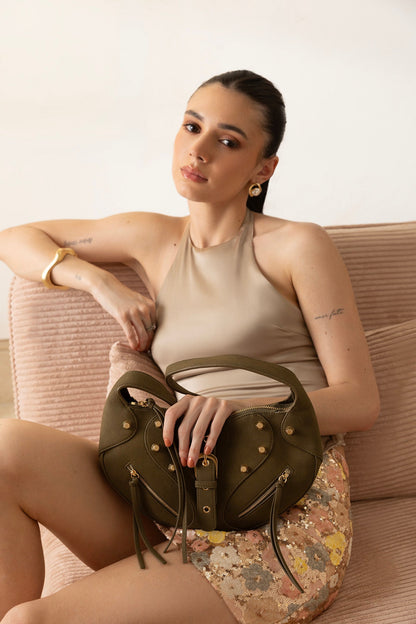 Mira & Moss Ravenne Studded Shoulder Bag - Moss