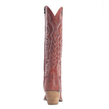Myra Nalejandra Leather Boots for Women – Western Swirl Stitching, Low Block Heel for Country Style and Everyday Comfort