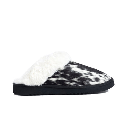 Myra Alamosa Shadow Fur-Lined Hairon Leather Slippers for Women â€“ Winter Indoor Comfort, Soft Sole, Western Style