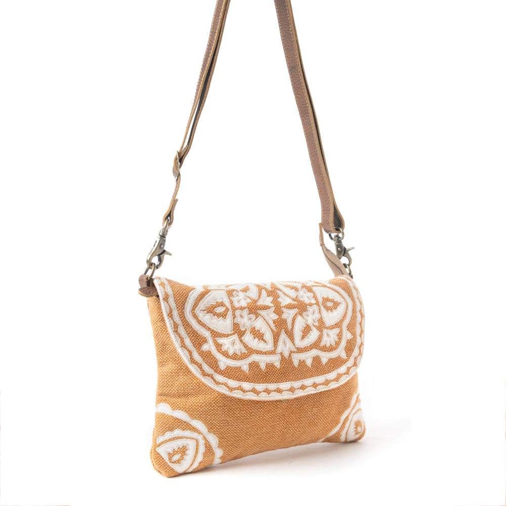 Myra Rose Canyon Sling Bag for Women – Adjustable Strap Everyday Crossbody with Tribal Embroidery