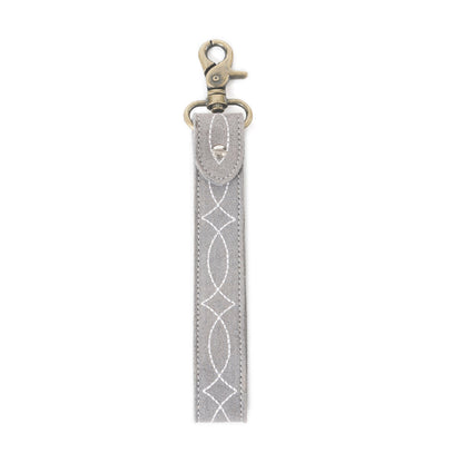 Rodeo Rose Leather Key Fob in Grey