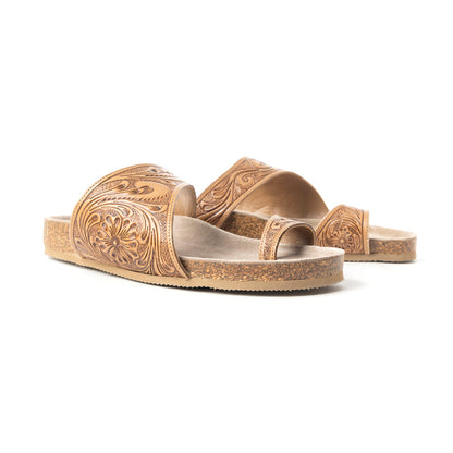 Myra Eastward Winds Leather Sandals for Women – Cork Sole, Antique Finish for Western Comfort