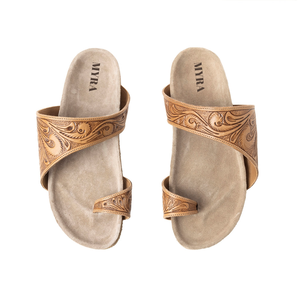 Myra Eastward Winds Leather Sandals for Women – Cork Sole, Antique Finish for Western Comfort