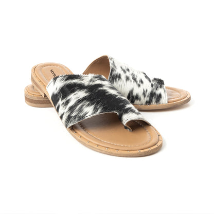 Myra Kimmee Trail Hairon Leather Sandals for Women â€“ Open-Toe Flat Slide for Ranch & Summer Wear