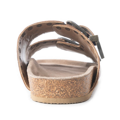 Myra Great Sonora Sunset Studded Leather Sandals for Women – Cork Sole, Antique Brass Dual Buckles for All-Day Comfort