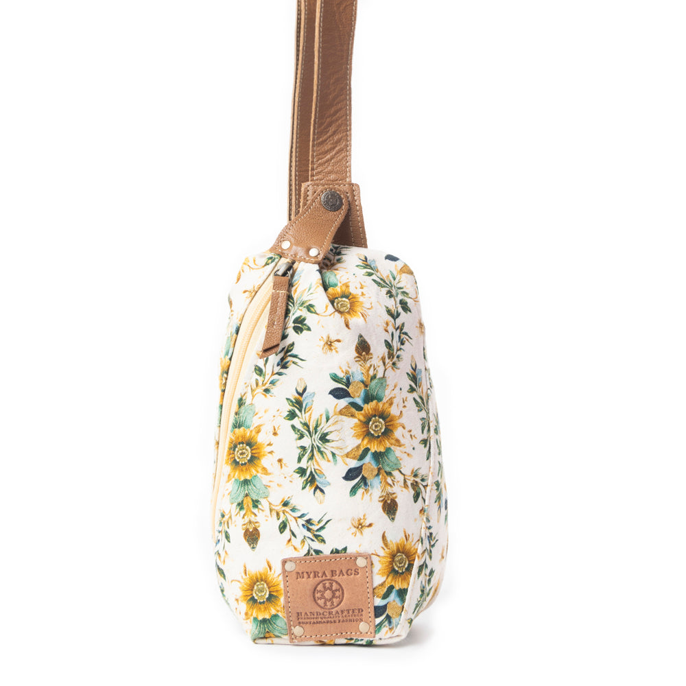 Myra Oasis Blooms Floral Fanny Pack for Women – Compact Belt Bag with Leather Strap for Travel & Concerts