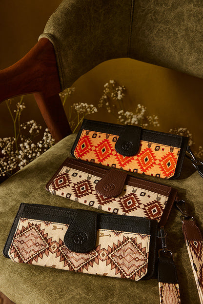 Solstice Weave Woven Wallet in Terracotta White