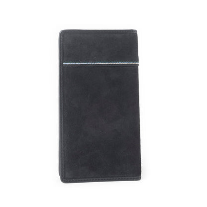 Ravenhide Embroidered Leather Wallet in Coal Black