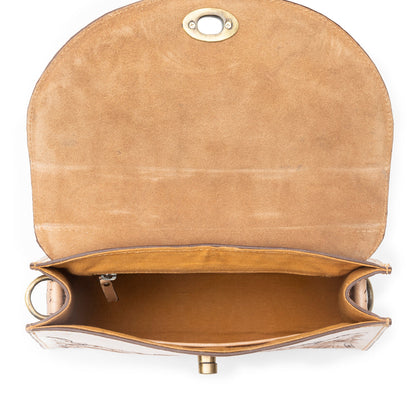 Savannah Scroll Handtooled Leather Bag in Brown