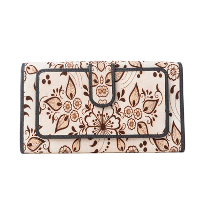 Myra Vanilla Vine Woven Wallet in Sepia Bloom