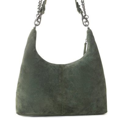 Myra Juniper Trail Genuine Suede Bag for Women in forest green with extra strap